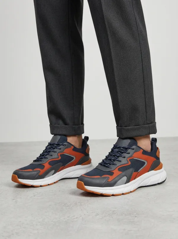 Men's Colorblock Mesh Printed Sneakers