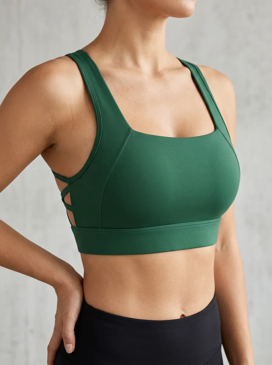 Women's Studio Square Neck Strappy Back Cutout Sports Bra