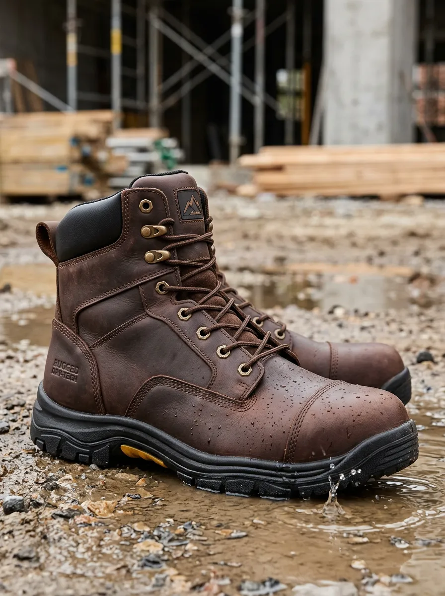 Workday Leather-Look Workwear Men's Waterproof Work Boots