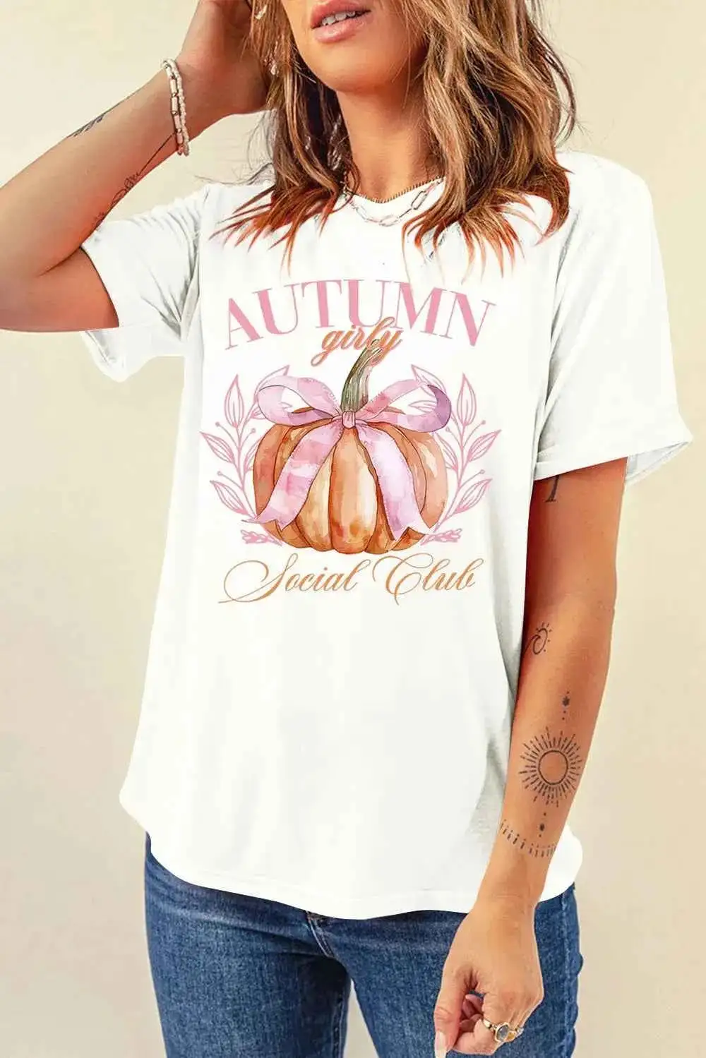 Soft Touch Graphic Round Neck Short Sleeve T-Shirt