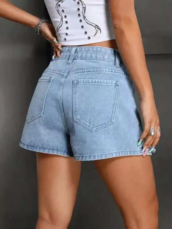 Bow High Waist Denim Shorts