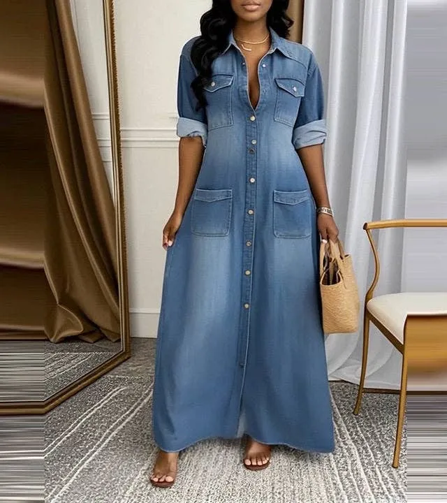 Weekend Wanderer Faux Denim Dress
