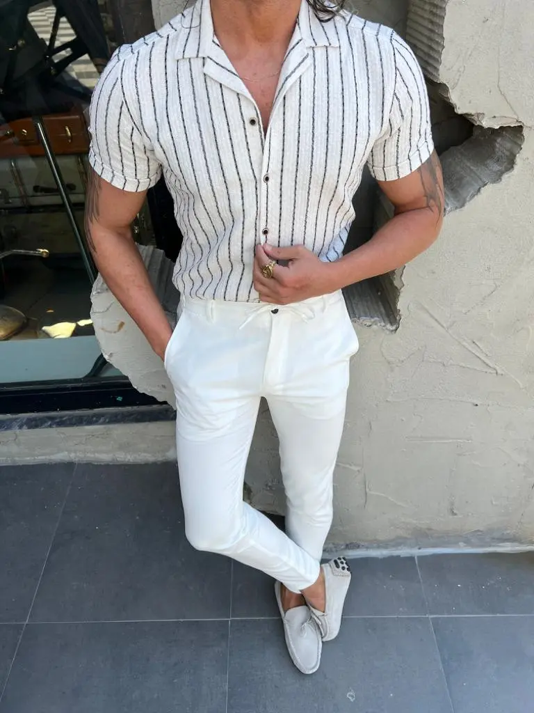 Refined Slim Fit Striped Cotton Casual Shirt