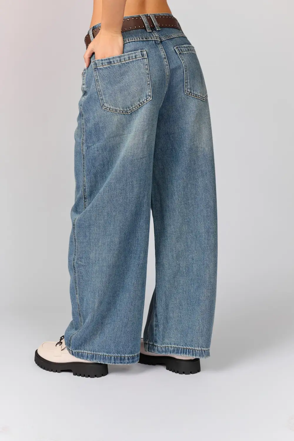 Belted Layered Jeans