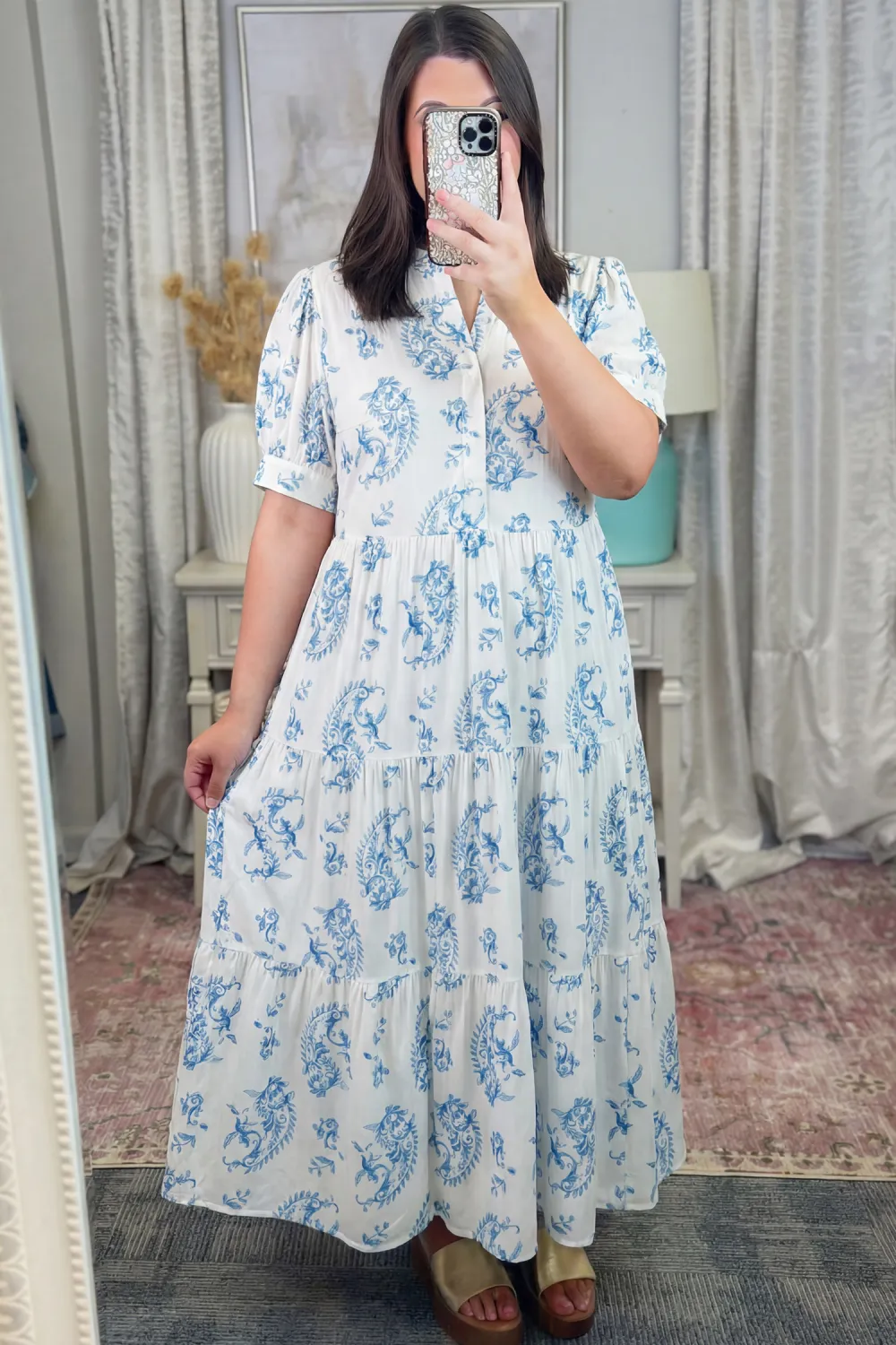 Blue Floral Plus Size Maxi Dress