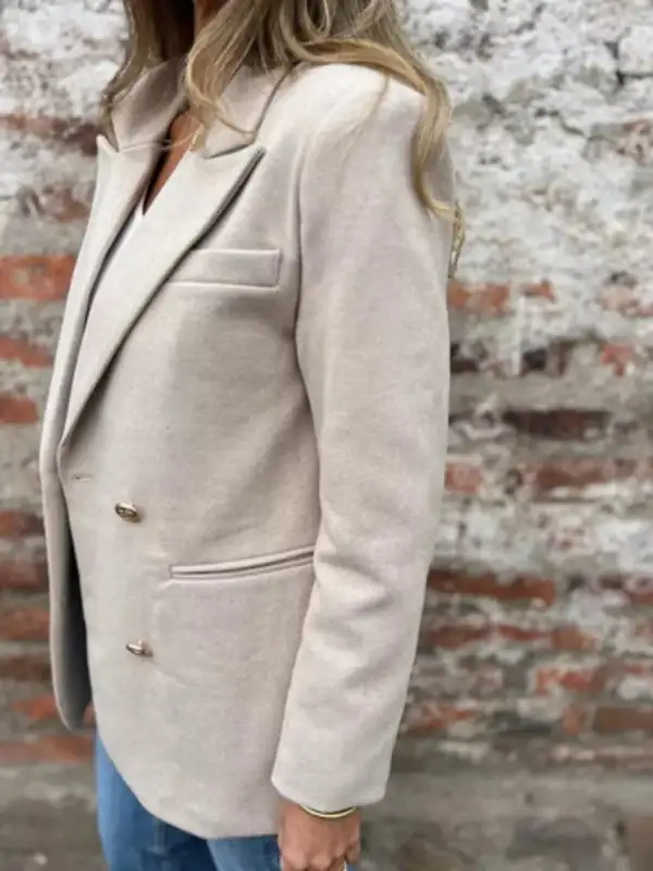 Unlined Double Breasted Long Sleeve Blazer