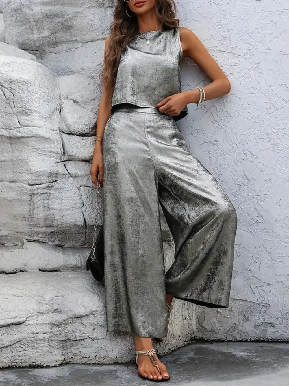 Relaxed Round Neck Tank and Pants Set