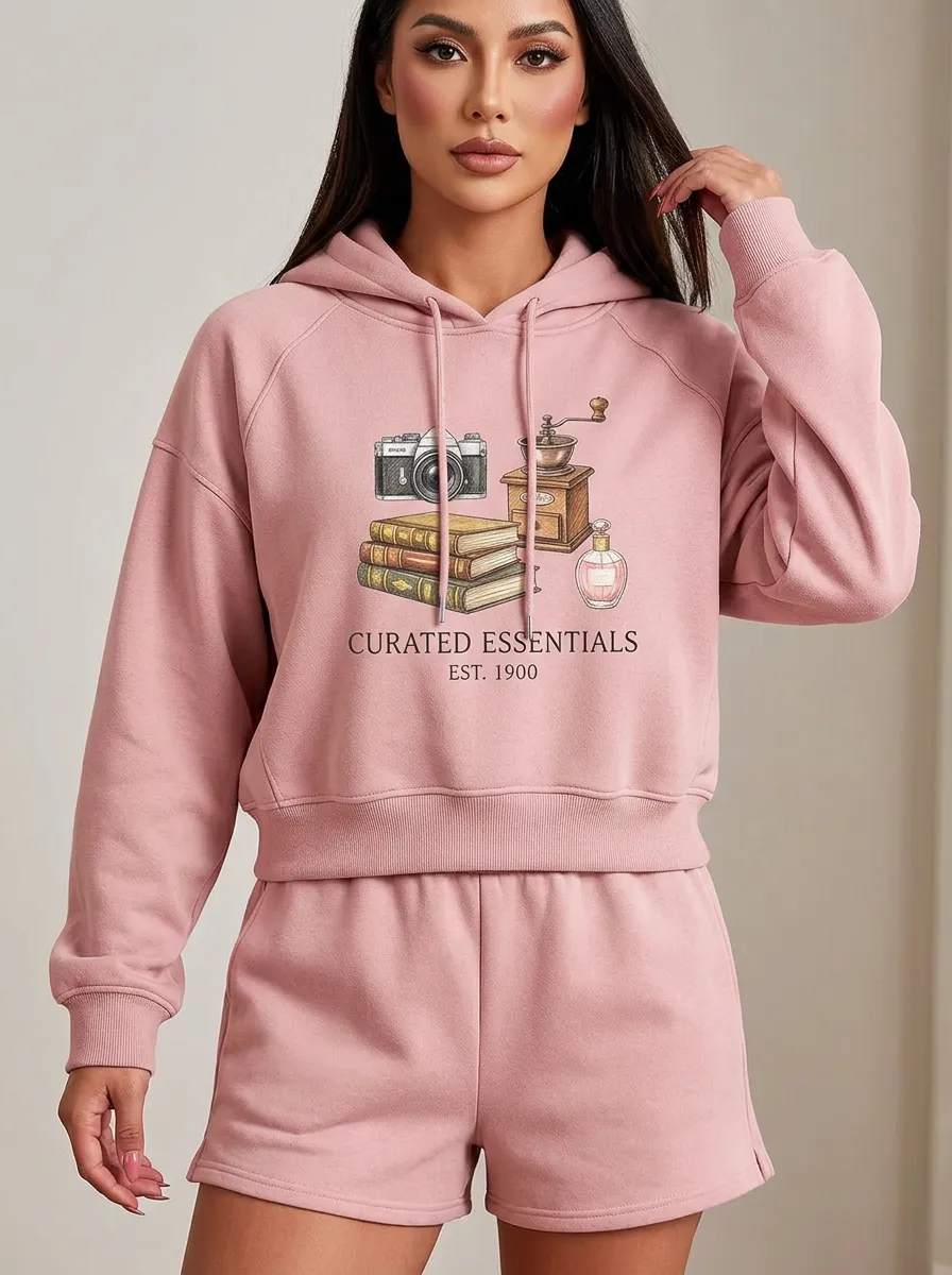 Women's Vintage Camera Book Coffee Graphic Hoodie