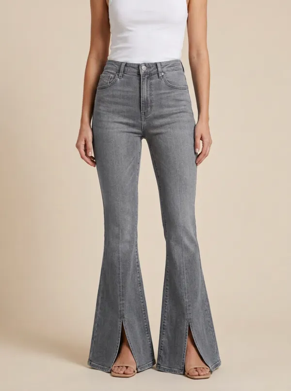 Split Hem High Rise Flare Jeans