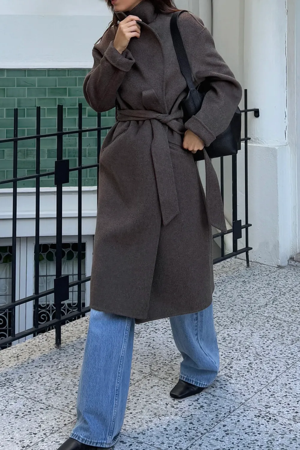 Shoulder Down Single Breasted Coat