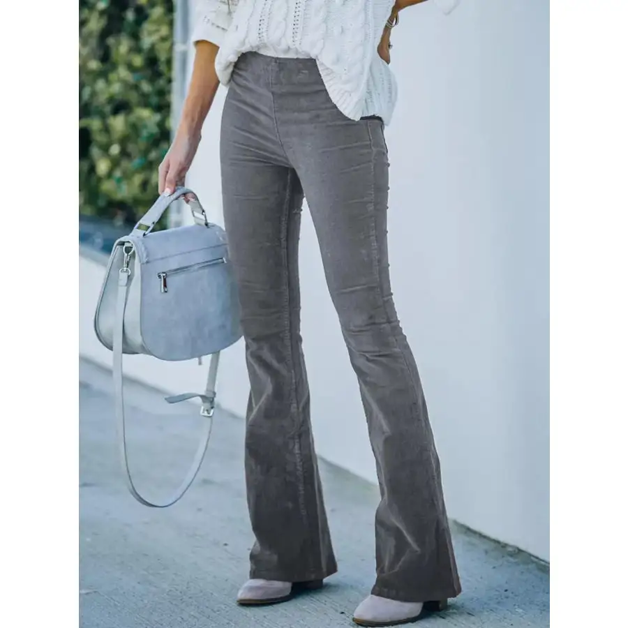 Full Size Corduroy Flare Pants Plus Size