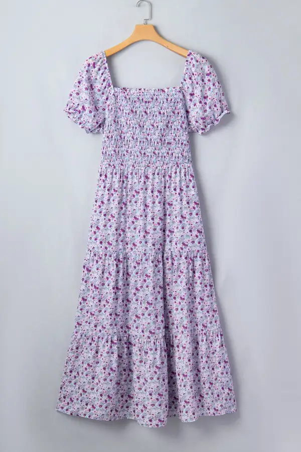 Floral Printed Square Neck Maxi Dress