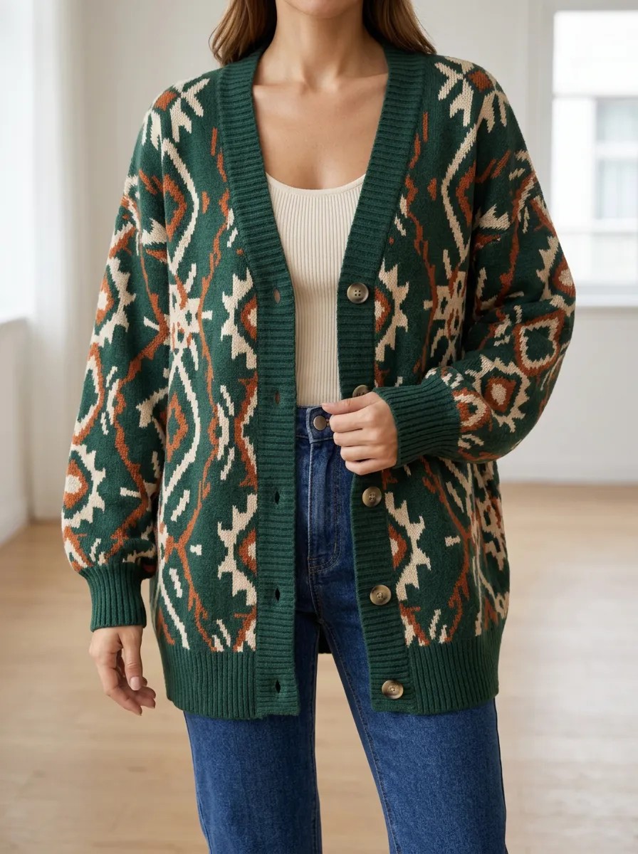 Modern Knit Button Front Ribbed Knit Women's Knitted Cardigan