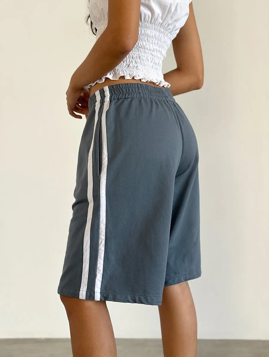 Short In Blue Mirage With White Stripe