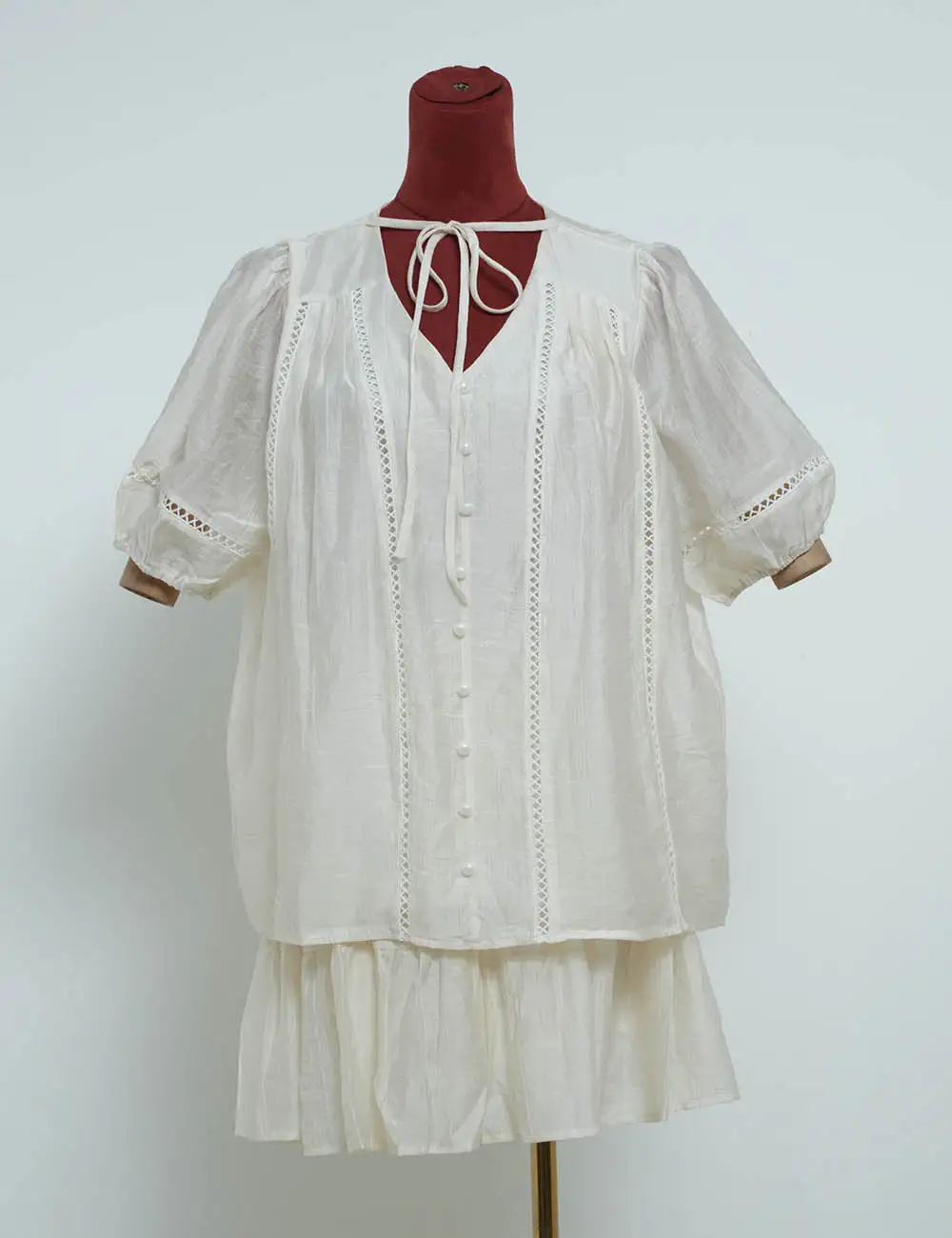 Boho Cozy Eyelet Pullover Top Shorts Two Piece Set