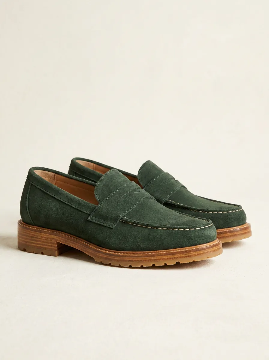 Women's Utility Classic Suede Wood Sole Loafers