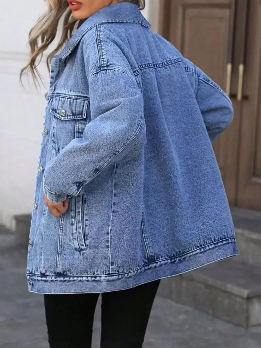 Washed Button Up Oversized Jacket