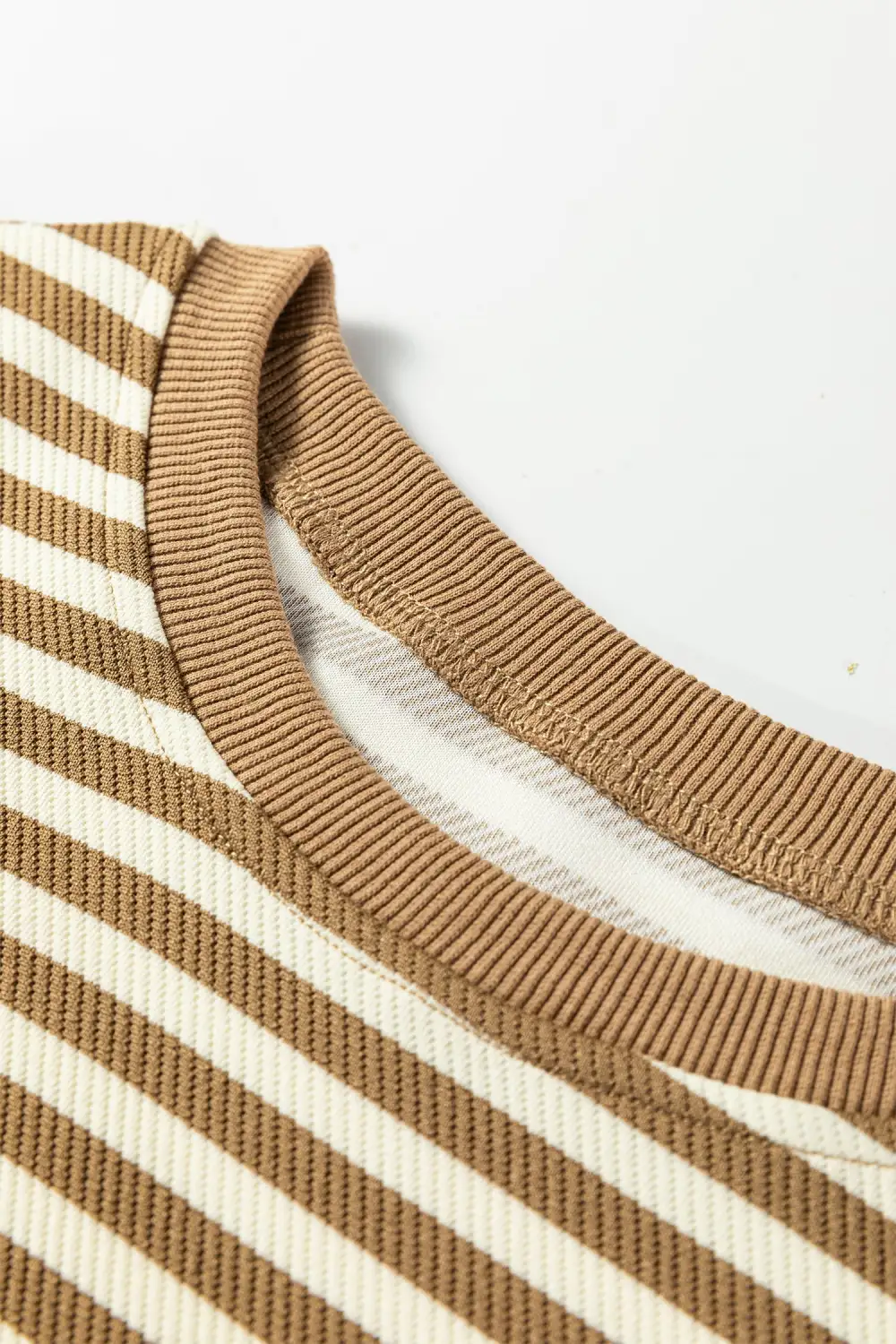 Lightweight Feel Striped Drawstring Drop Shoulder Skirt Set