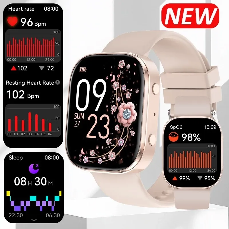 Smart Watch Bluetooth Call Heart Rate SpO2 Sleep Monitor Fitness Tracker Sports Health Smartwatch for Android iOS
