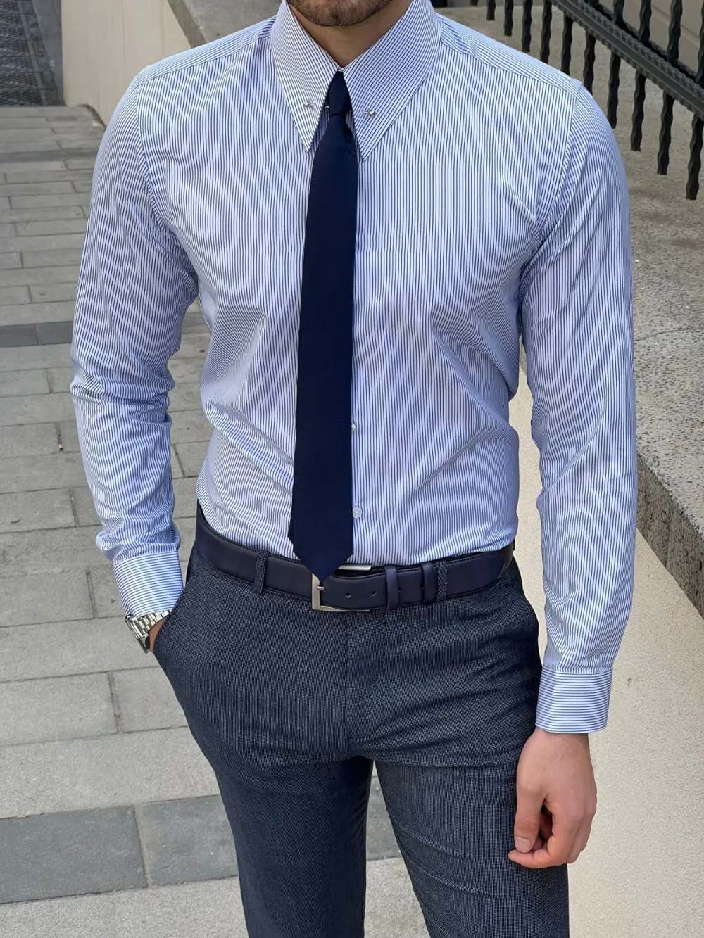 Versatile Slim Fit Striped Cotton Casual Shirt
