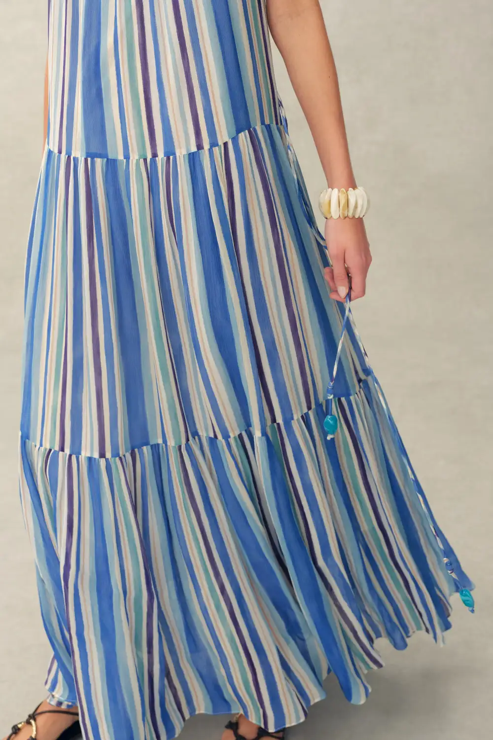 Striped Georgette Maxi Dress
