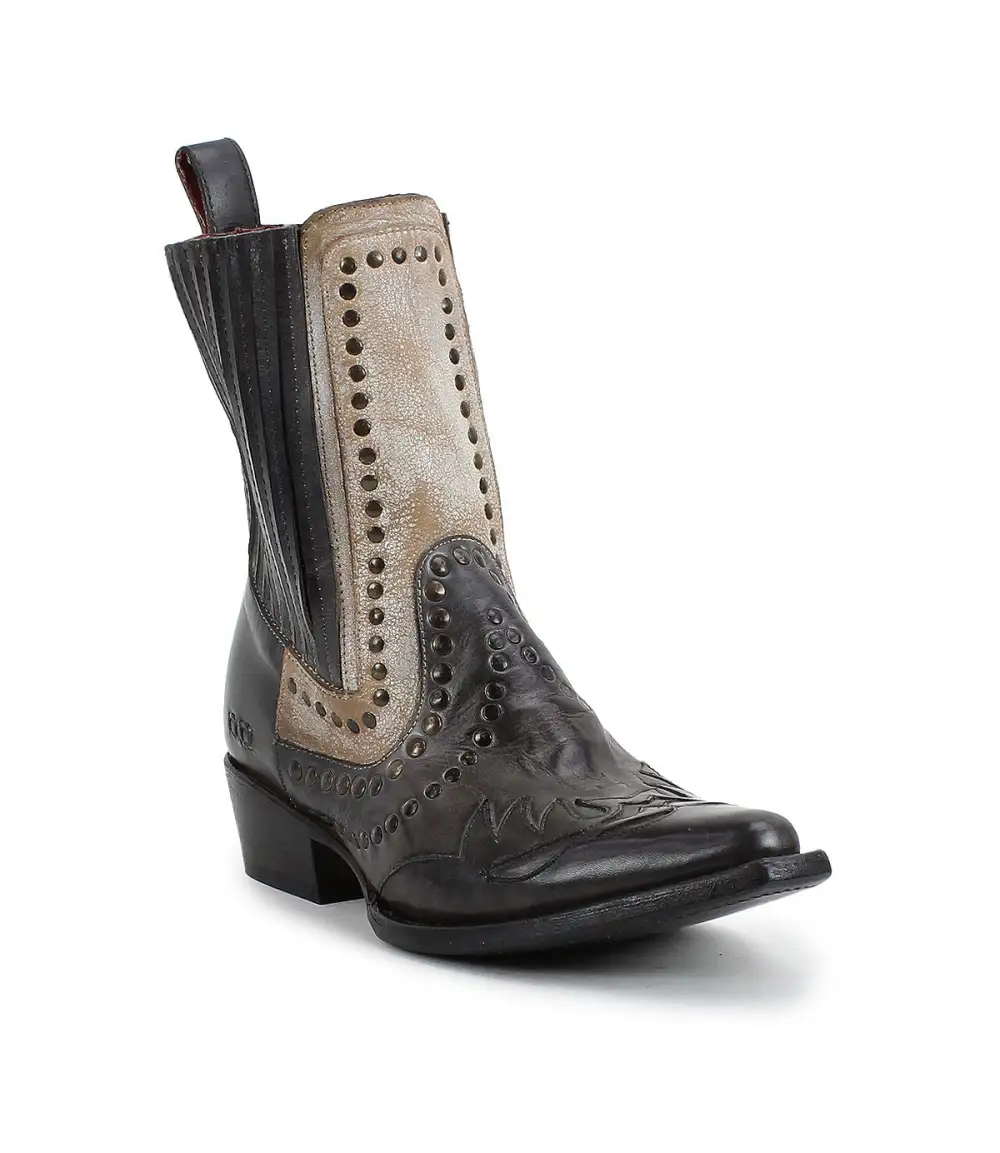 Studded Color-Block Western Boots