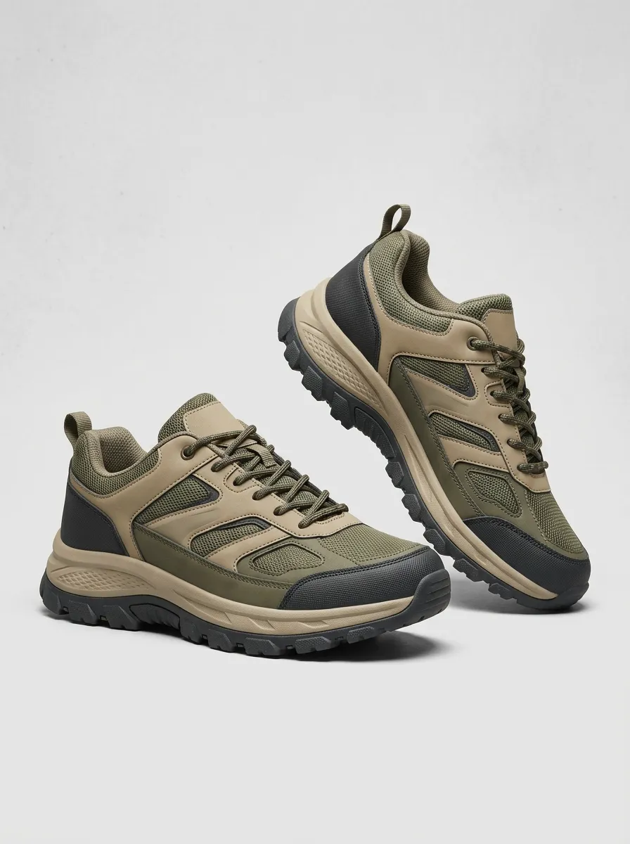 Everyday Hiking-Inspired Mesh-Panel Casual Sneakers