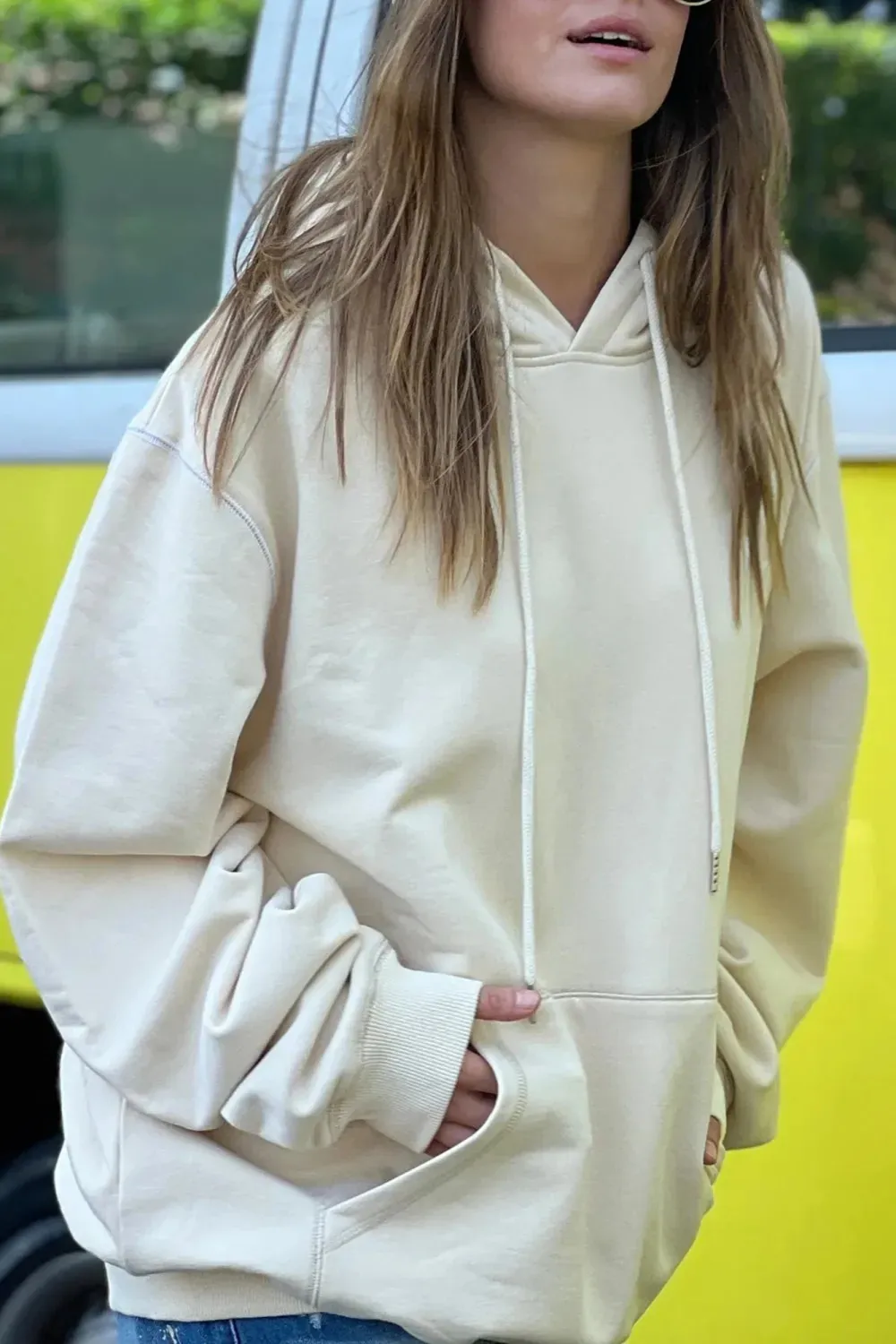 Cream Classic Versatile Loose Hoodie