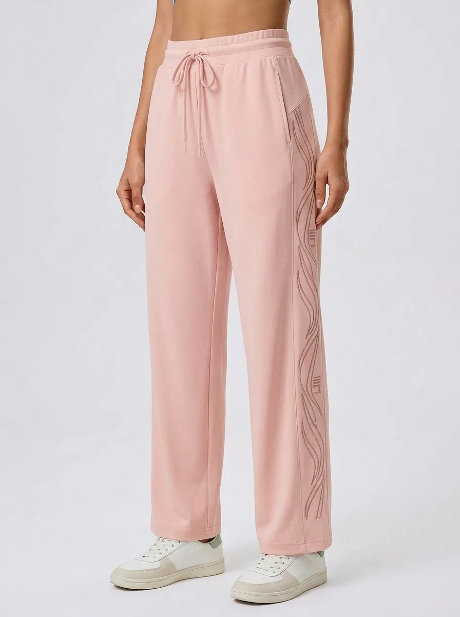 Women's Casual Minimalist Wavy Line Graphic Sweatpants