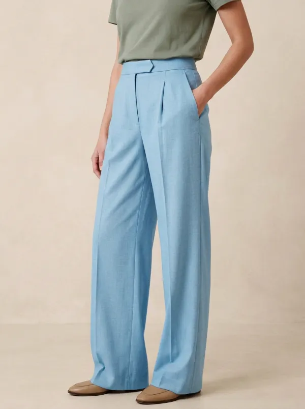 Everyday Easy Wear Pleated High Rise Wide Leg Trousers
