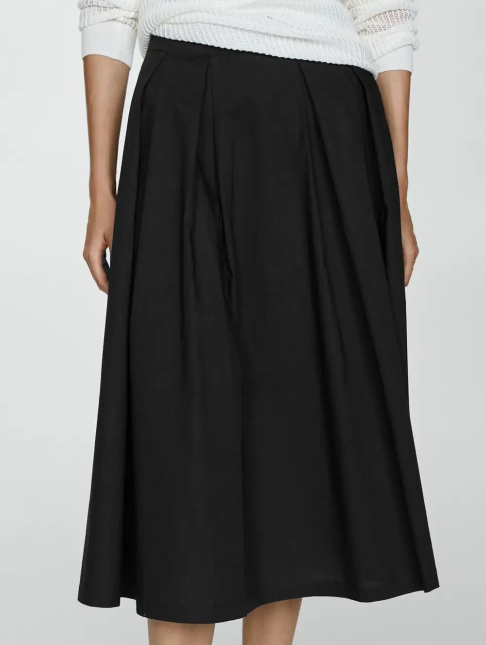 Zipper Flared Midi Skirt