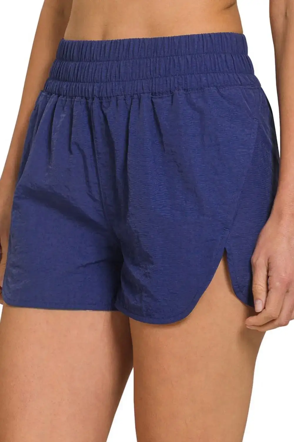 Pocketed Windbreaker Smocked Waistband Running Shorts