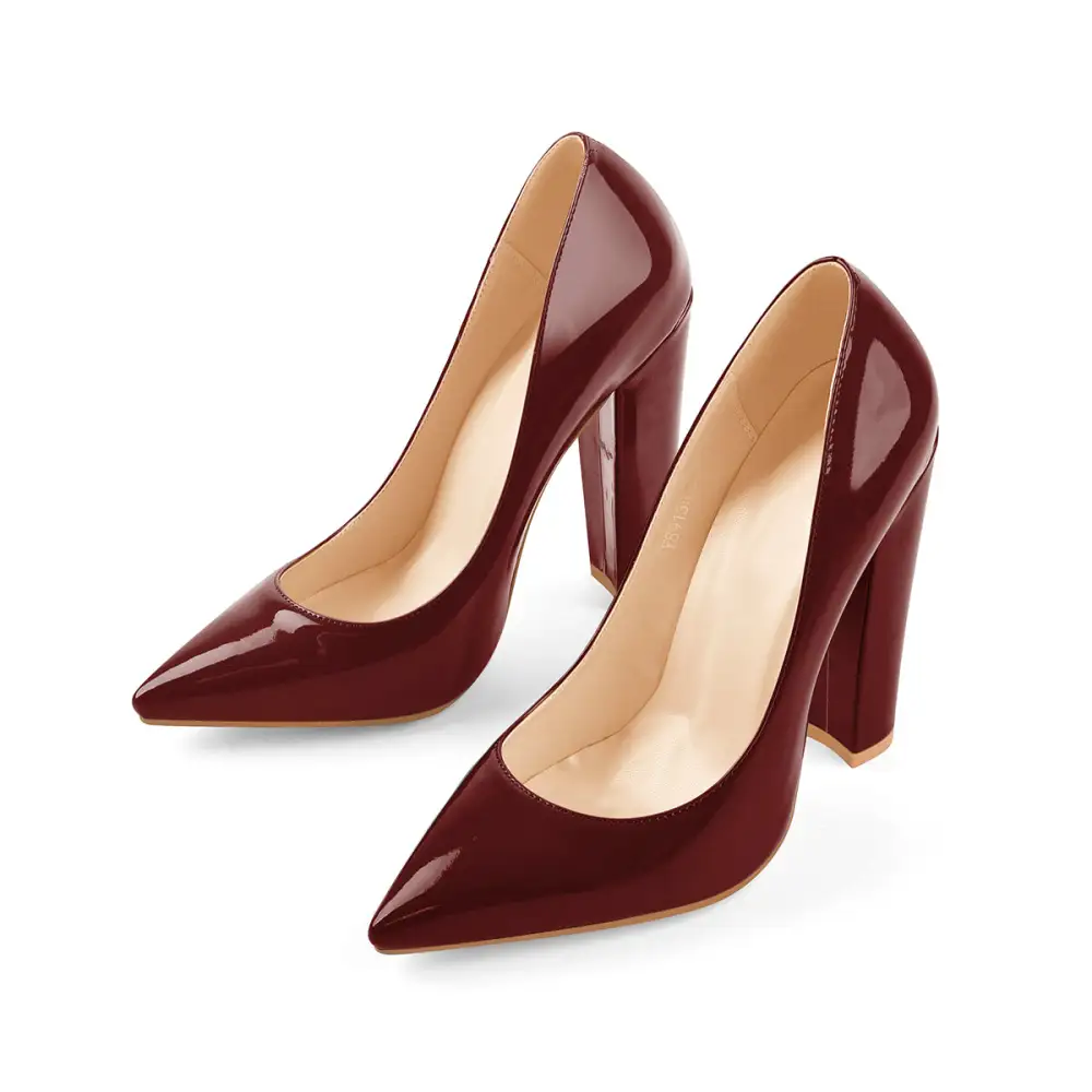 Elegant Pointed Toe Chunky Heel Pumps