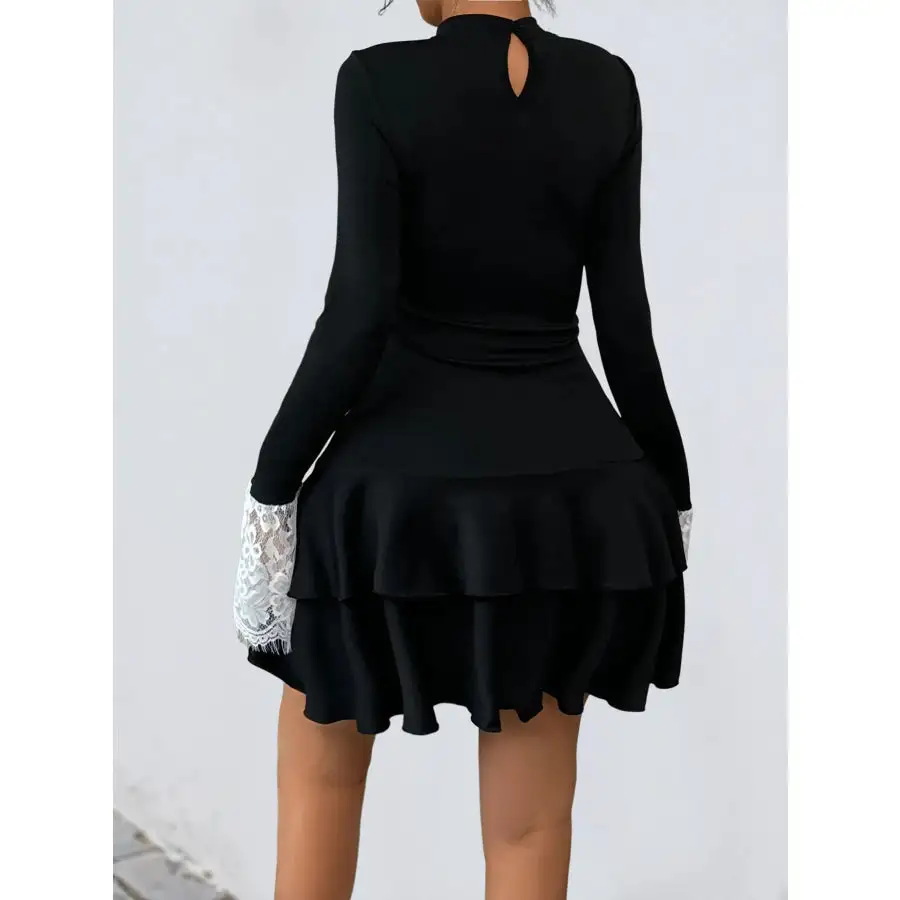 Soft Everyday Lace Detail Long Sleeve Mini Dress