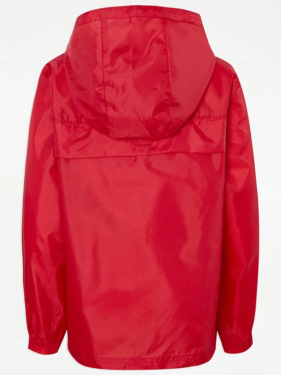Red Shower Proof School Pac A Mac Jacket