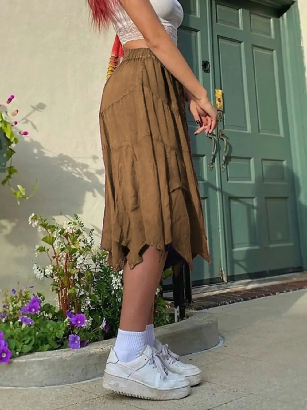 Cotton Blend Drawstring Skirt
