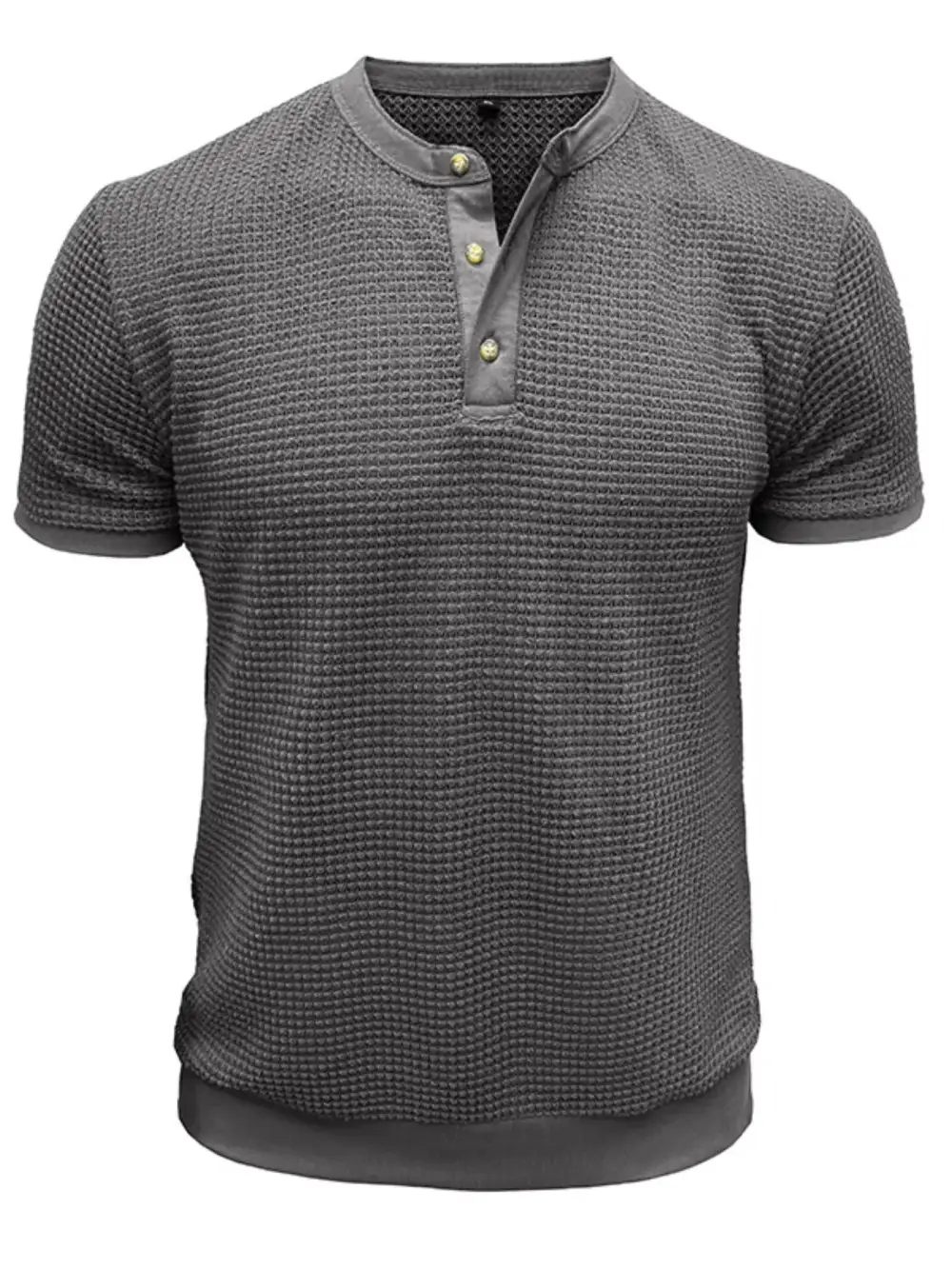Textured Henley Short Sleeve Tee