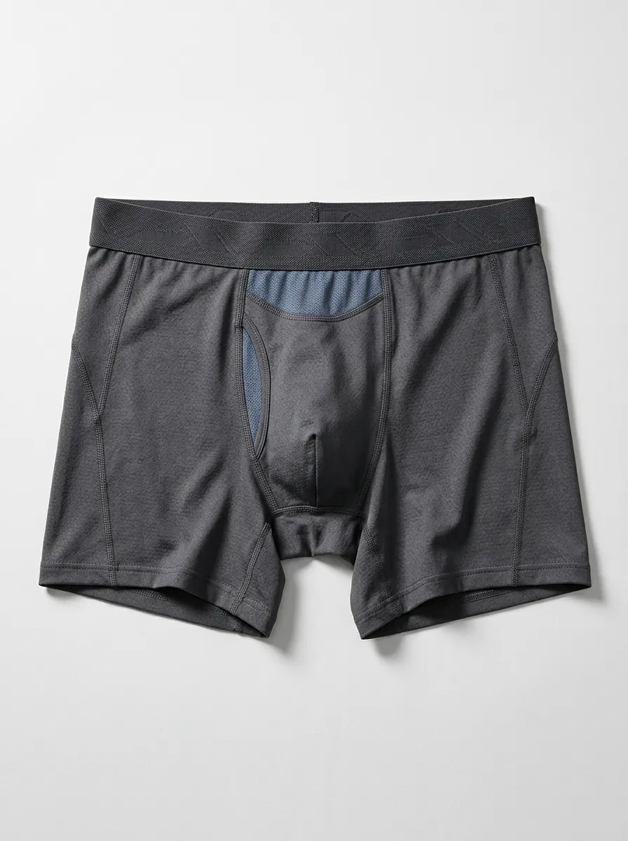Men's Charcoal Grey Tonal Waistband Paneled Boxer Briefs