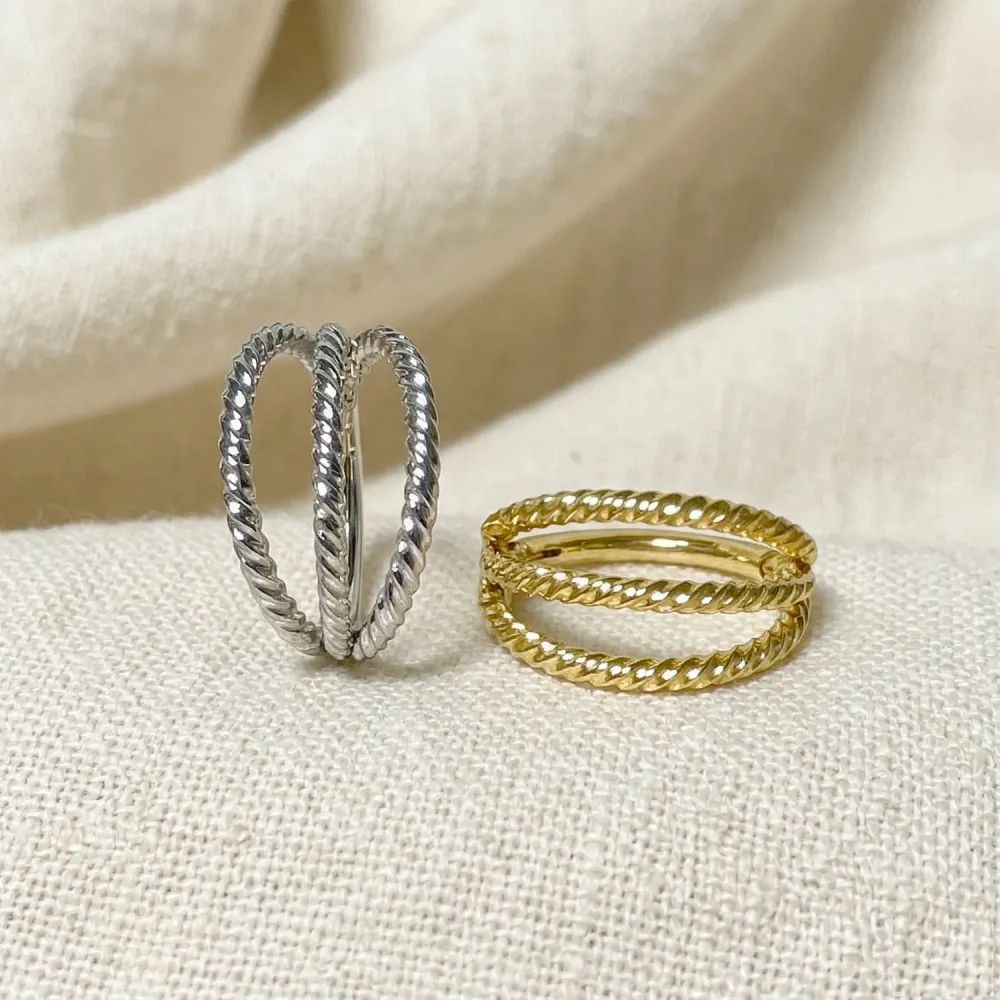 Textured Surgical-Steel Hinged Hoop Ring