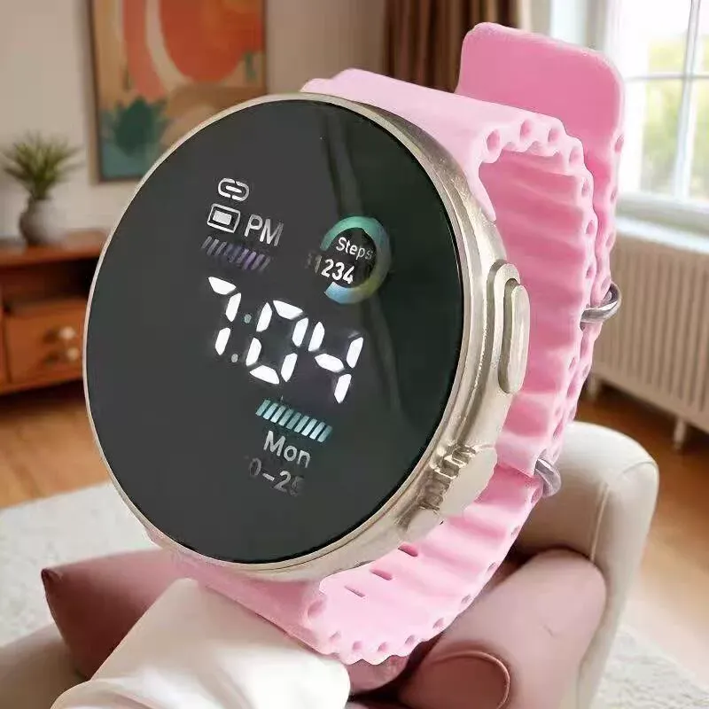 Round‑Screen Multifunctional Sports Smart Watch, Fitness Step‑Count Digital Wrist Watch for Daily Outdoor Use