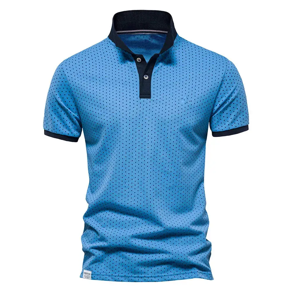 Polka Dot Polo Collar Short Sleeve Polo Shirt