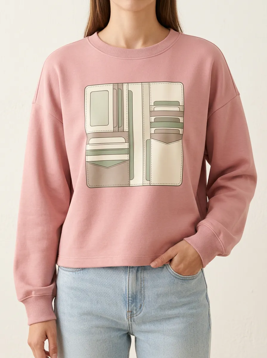 Women's Minimal Wallet Graphic Statement Print Hoodie