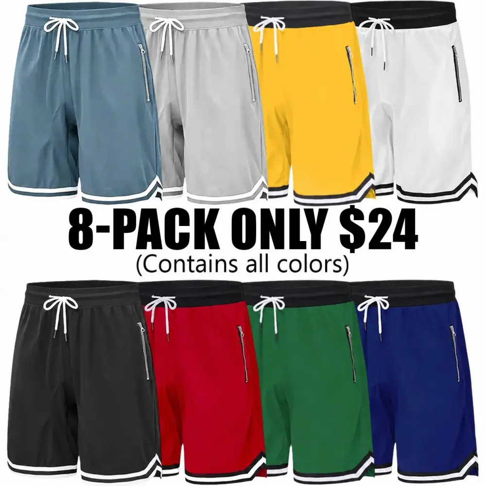 Men’s casual athletic shorts with zippered pockets