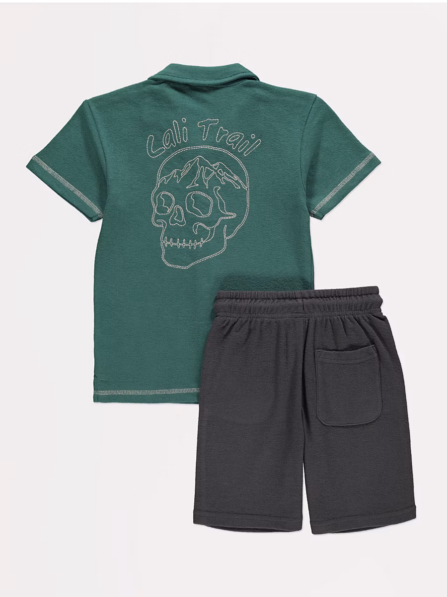 Cali Trail Back Embroidery Shirt and Shorts Outfit detail 1