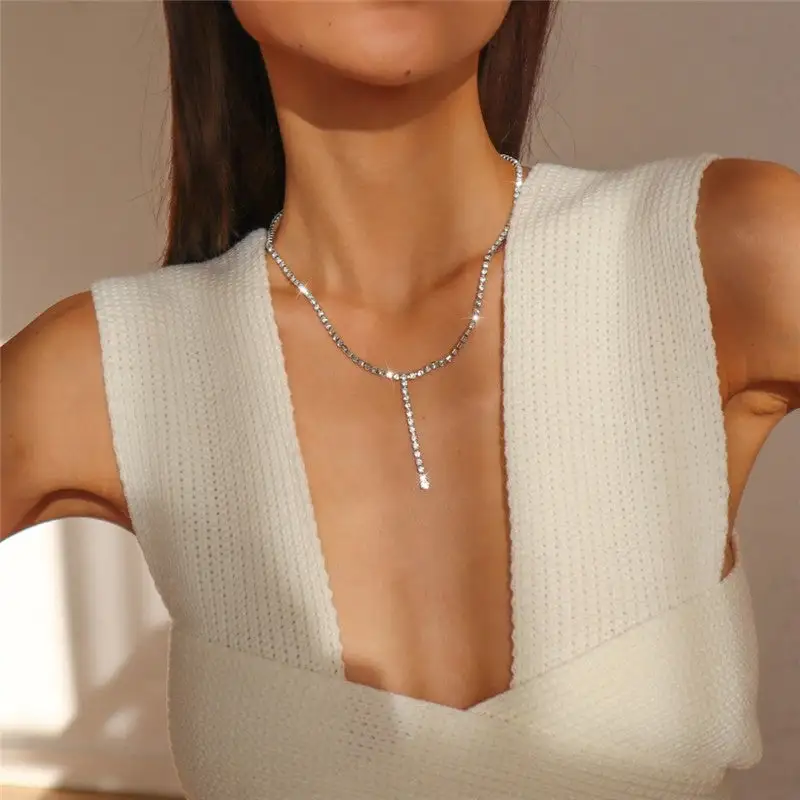Full Diamond Y Necklace