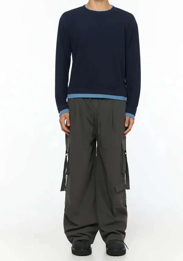 Men's Contrast Hem Long Sleeve Tee