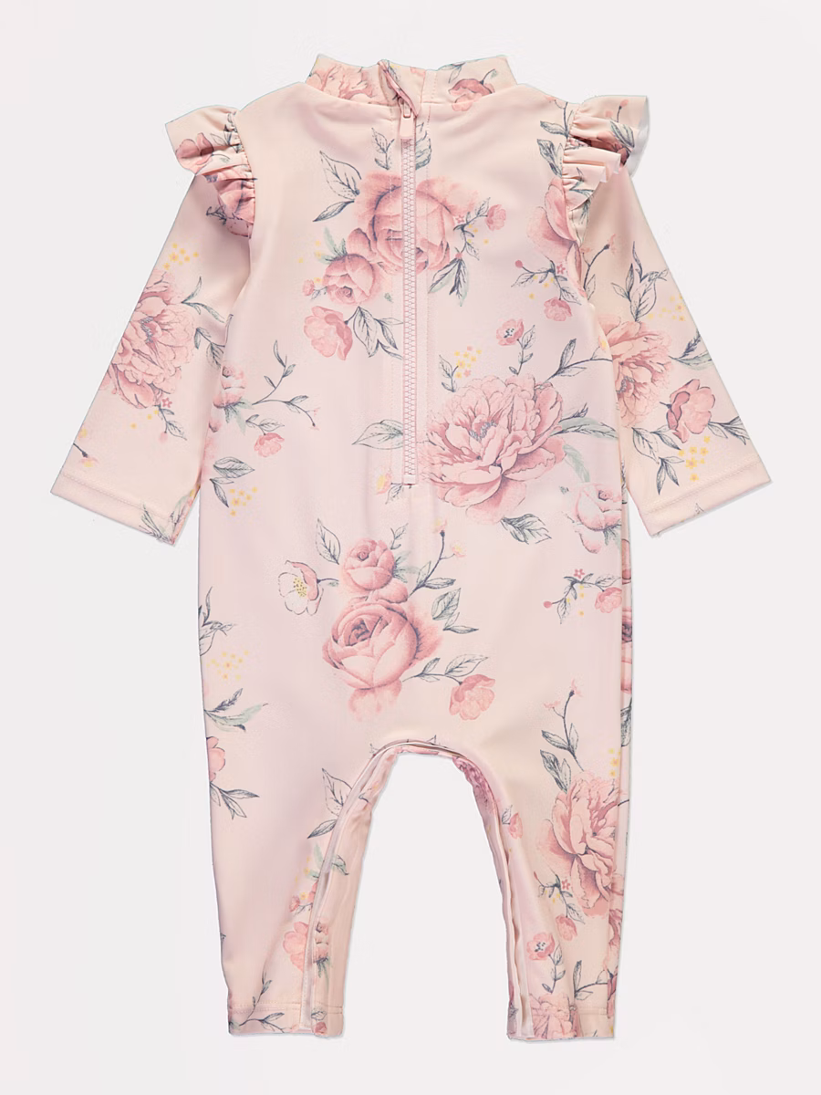 Pink Floral Sun Protection Rashsuit and Hat detail 2