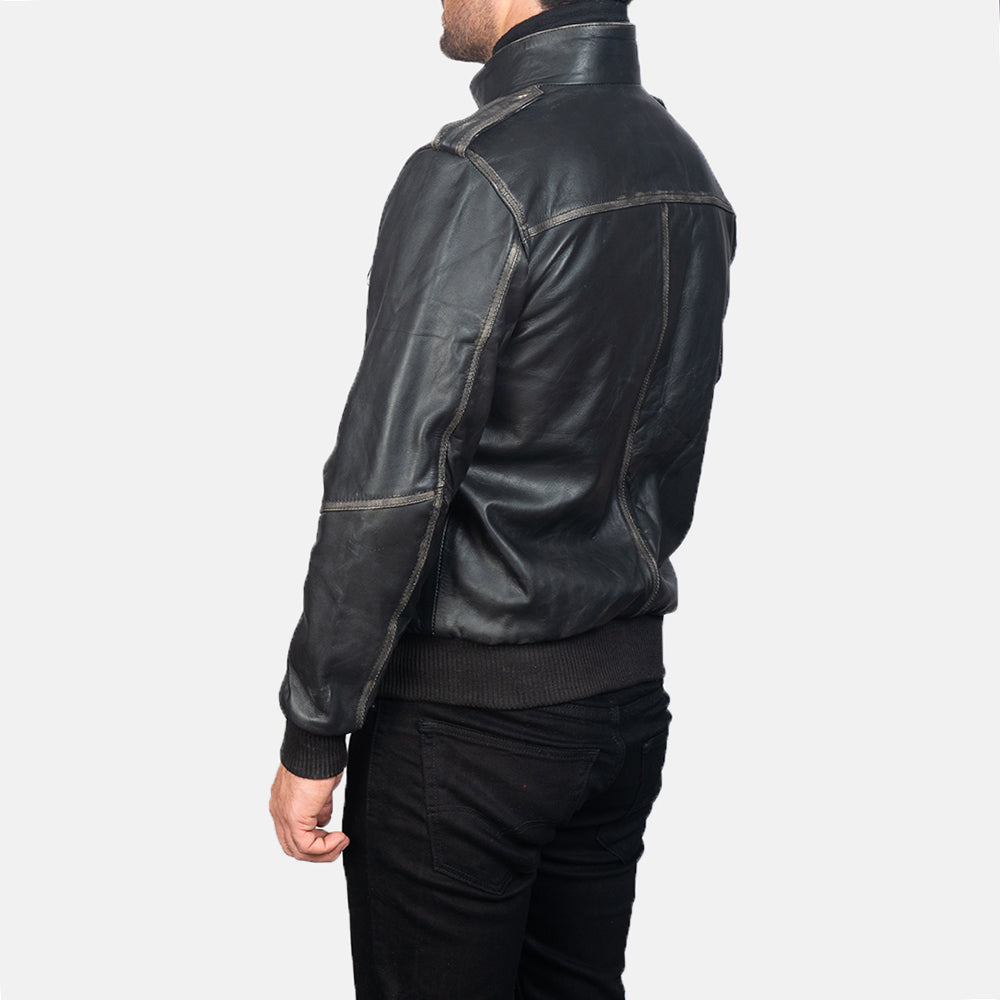 Men's Classic Utility Bomber Leather Jacket