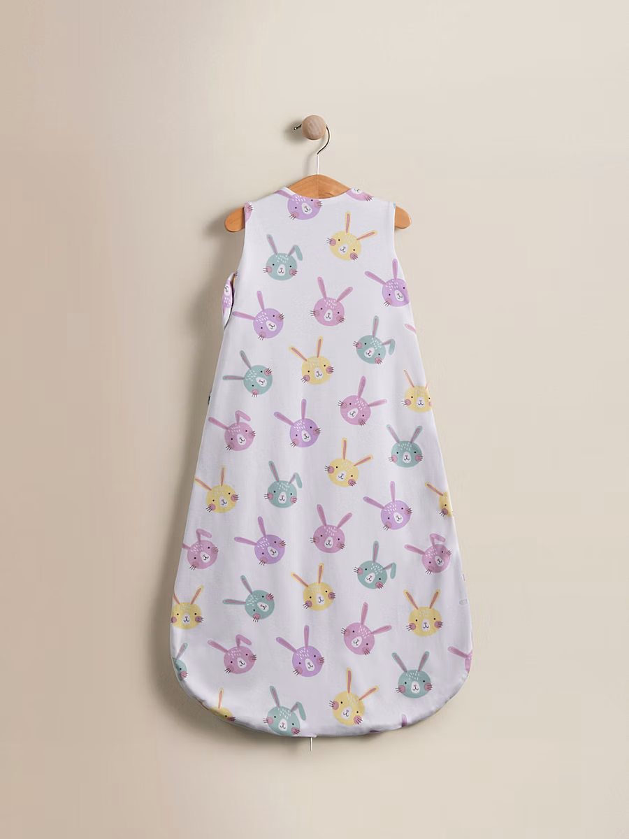 Pink & White Bunnies Cotton Sleeping Bag - 1 Tog detail 1