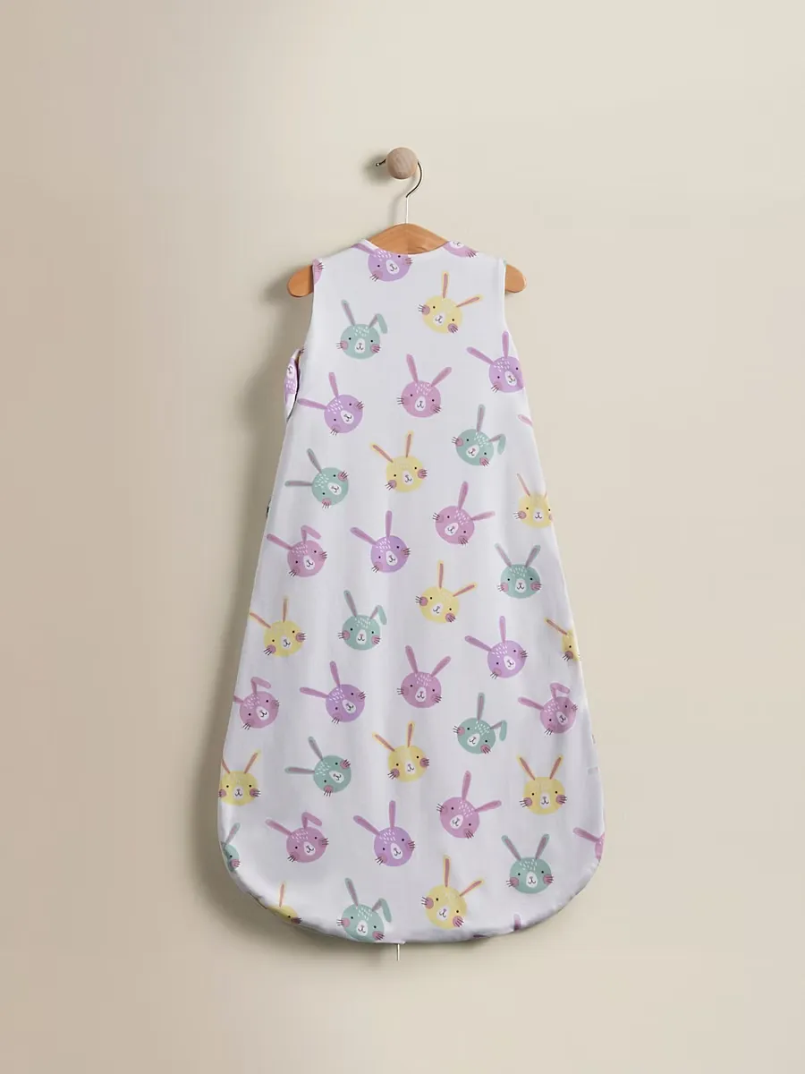 Pink & White Bunnies Cotton Sleeping Bag - 1 Tog